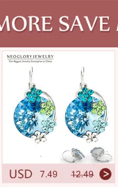 Neoglory, голубой кристалл, цветок, любовь, клипсы, запонки, серьги на день рождения, подарки для девочек-подростков, очаровательные, брендовые, модные, массивные украшения, новинка, JS9