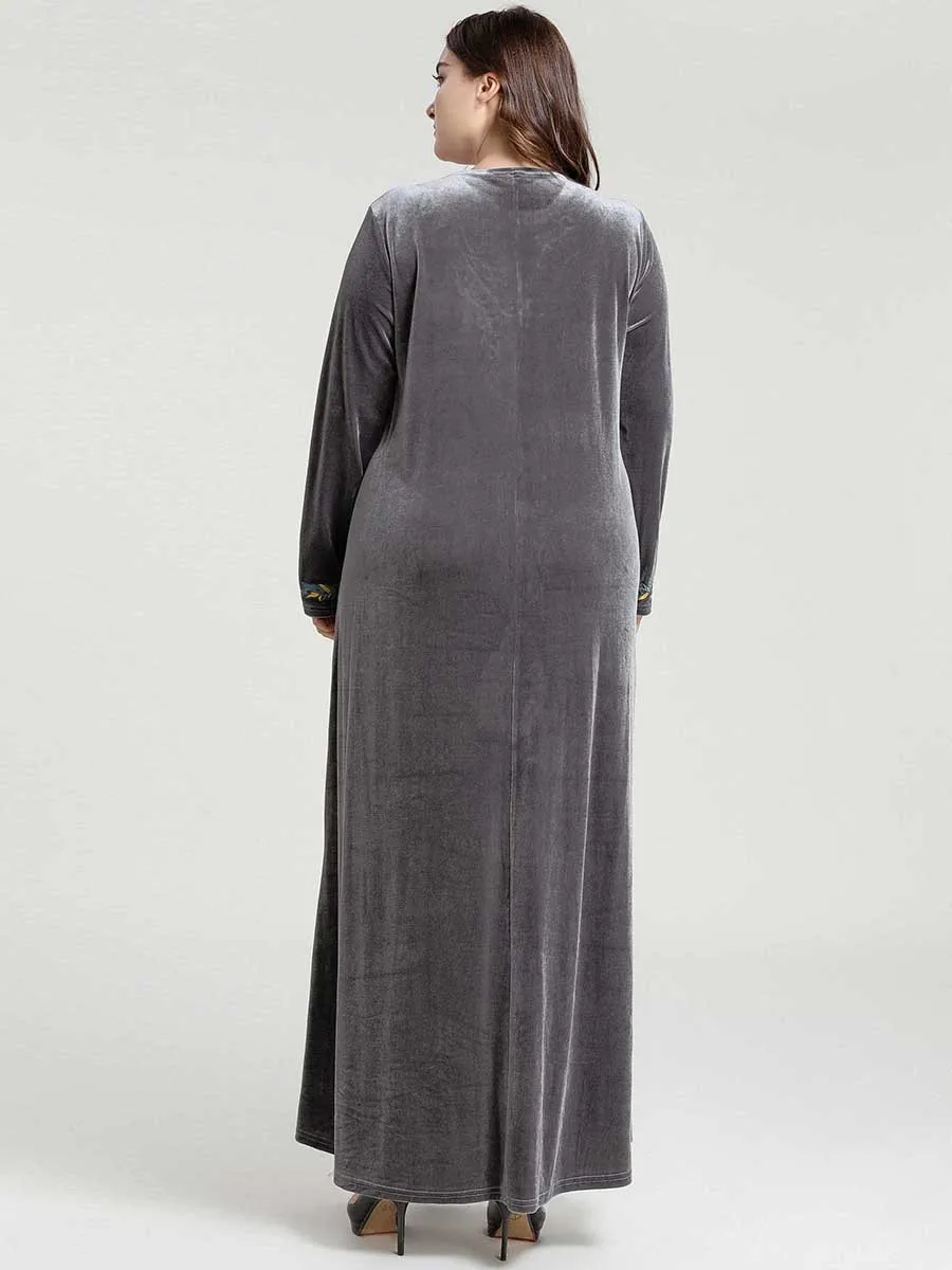 Платье-макси с длинным рукавом и цветочной вышивкой | Тематическая одежда