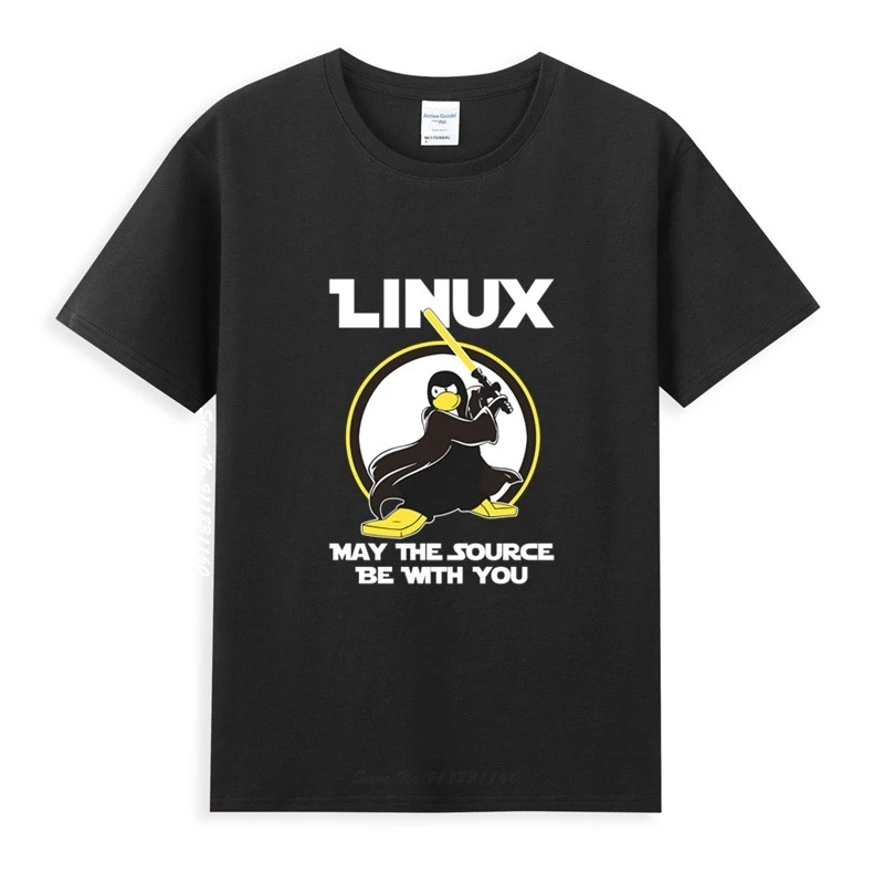 

New Linux May The Source Be With You T-Shirt Homme Summer Tops Short Sleeve Tee Shirt Pure Cotton Vogue Style Unisex