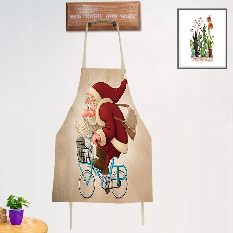 

Christmas Party Apron Santa Pattern Apron Creative Kitchen Cooking Apron