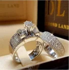 Изысканное женское кольцо из драгоценных камней, свадебное кольцо невесты, обручальное кольцо, 2 шт.компл.