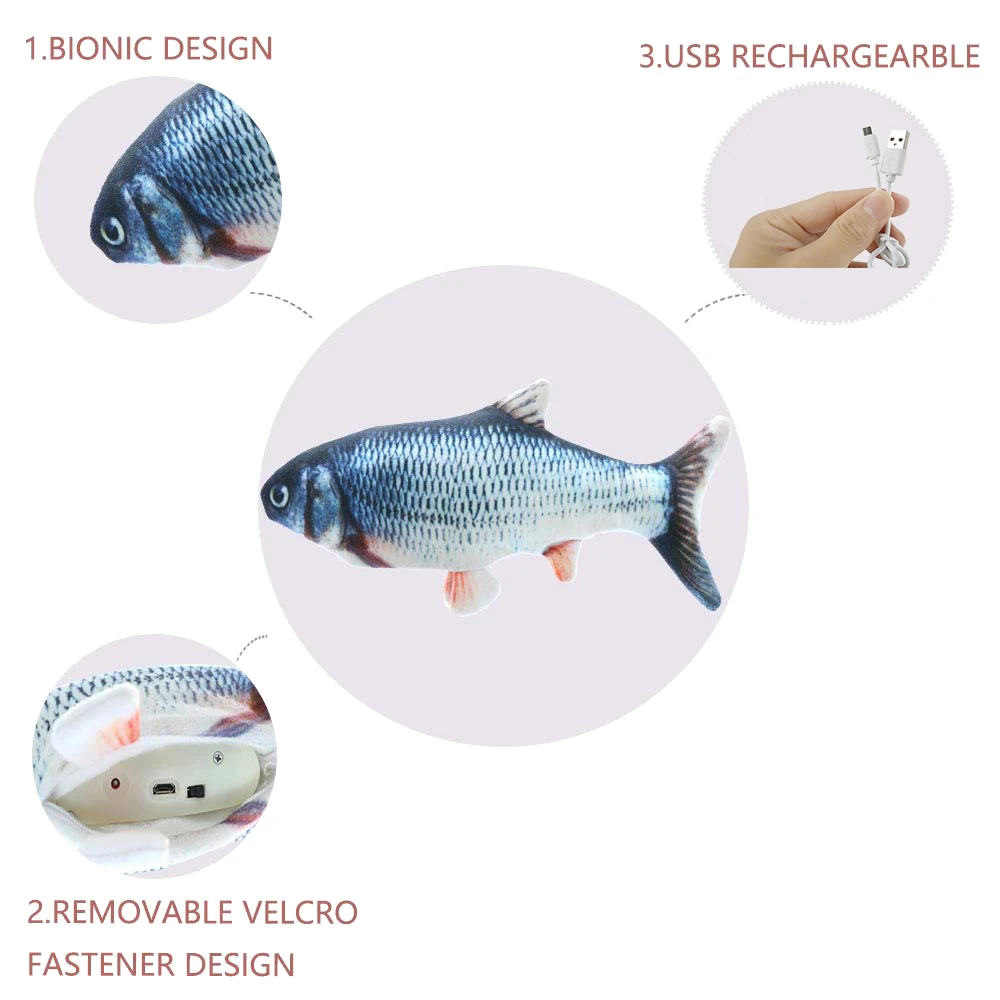 

2PCS Pet Cat Toy USB Charging Simulation Electric Moving Floppy Fish Cats Toy Toys Interactive Electric Dog Pet Toy Dropshipping