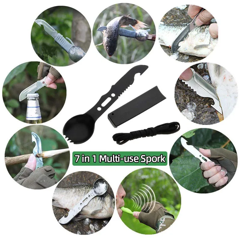 Goedkoop Emergency Survival Kit 15 In 1 Outdoor Survival Gear Tool Met Armband Mes Kompas Emergency Deken Voor Camping Wandelen Klim