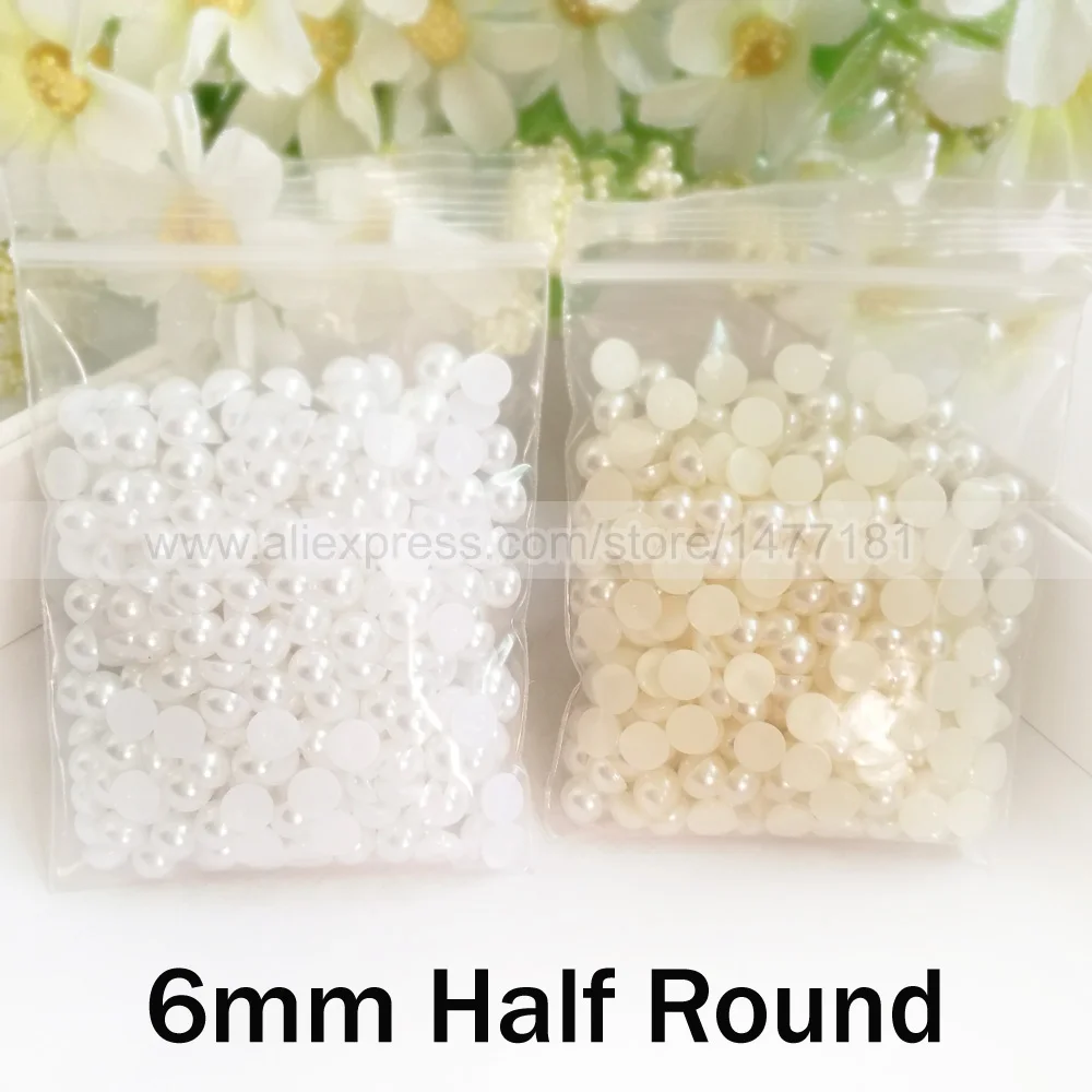 300 шт. белый слоновая кость 6 мм полукруглый жемчуг плоская задняя часть имитация