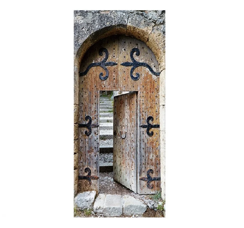 Классические винтажные деревянные дверные фрески настенные наклейки Настенные