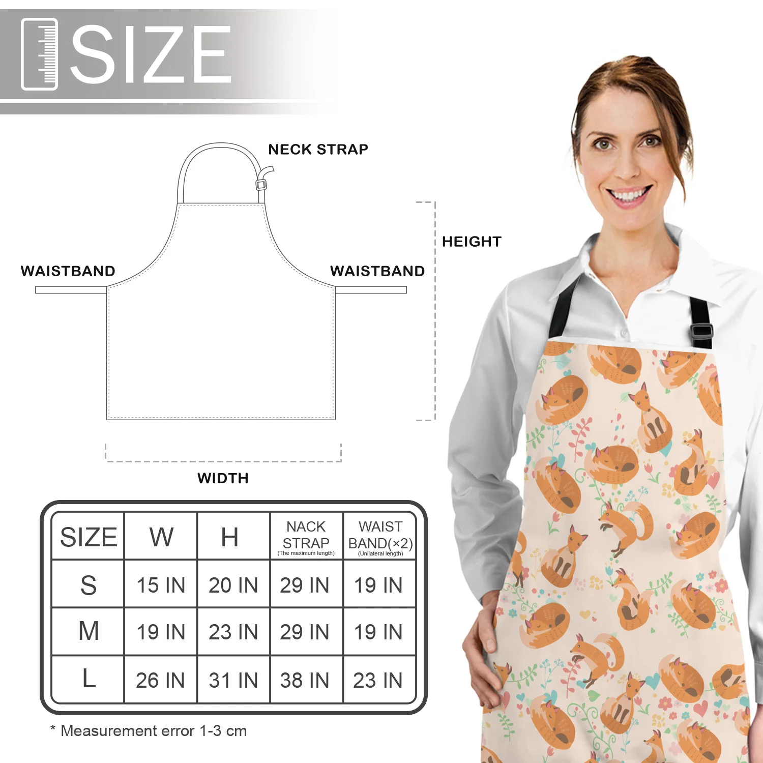 Tophome Кухонный Фартук животные из мультфильмов лиса напечатанные регулируемые