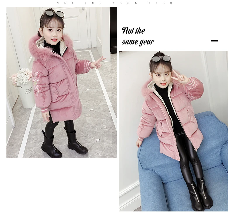 Зимняя куртка для девочек теплые вельветовые пальто модная детская верхняя