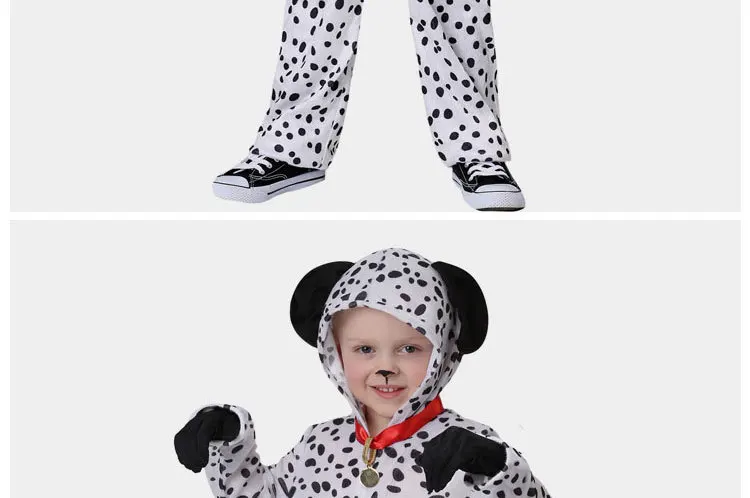 Хэллоуин Дети Мальчики Onesie Далматин пятнистая собака косплей костюм черный белый милые животные кигуруми Детский комбинезон пижамы для взрослых