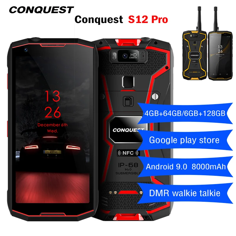 CONQUEST S12 Pro IP68 Водонепроницаемый прочный смартфон 5 99 &quot8000 мАч Android 9 0 Octa Core 4G