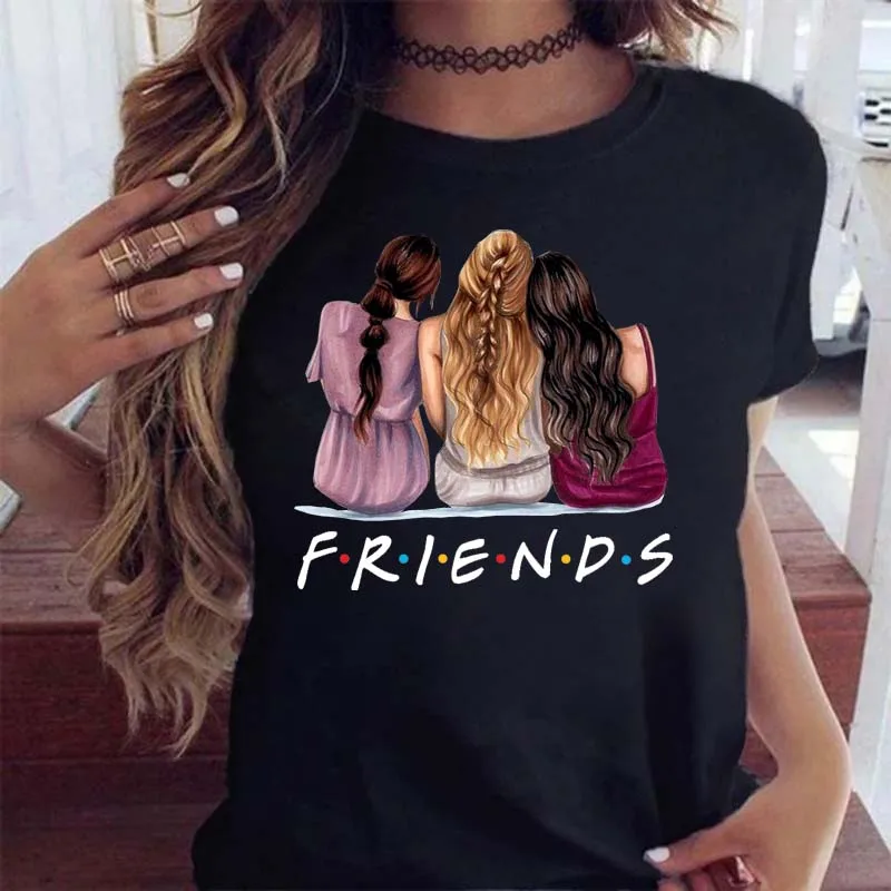 

Женские футболки Maycaur с графическим принтом для друзей, новинка, футболка в стиле Харадзюку 90-х с коротким рукавом, уличная одежда, женские т...