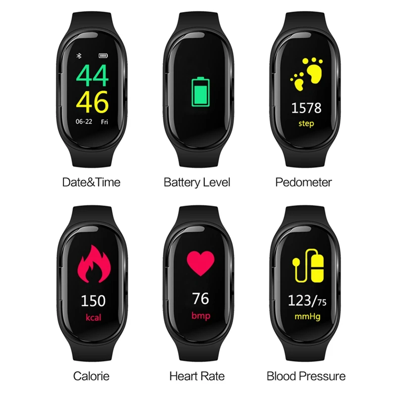 

M1 Newest AI Smart Watch with Bluetooth Earphone Heart Rate Monitor Smart Wristband Long Time Standby Sport Watch Men