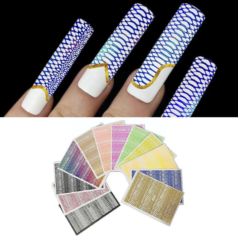 

Colorful Snake Pattern Large Nail Stickers Grid Pattern 12-color And Stickers Non-toxic Set Environmentally Friendly Nail J4V3