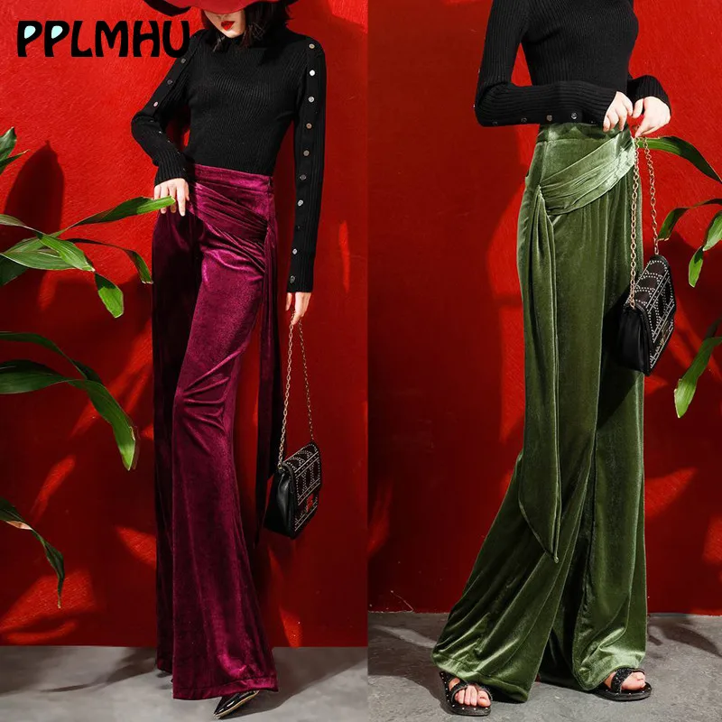 4XL Plus Size Slik Wide Leg Velvet Pants Elastic high Waist Women Streetwear Letter Joggers Sweatpants Long Trousers autumn | Женская
