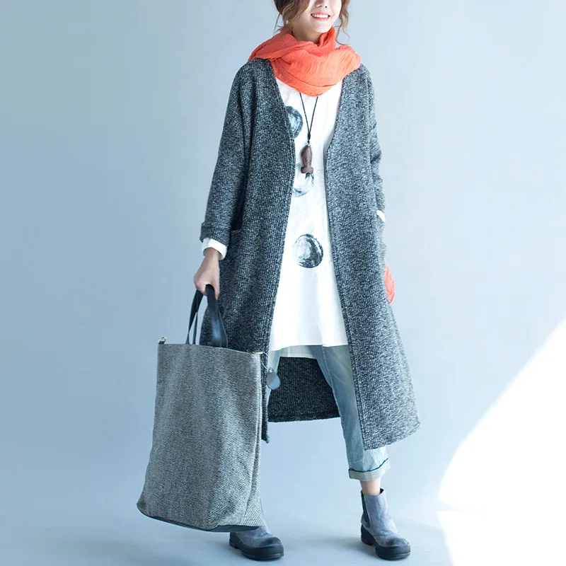 Женский Повседневный Кардиган Johnature длинное пальто свободного кроя в Корейском