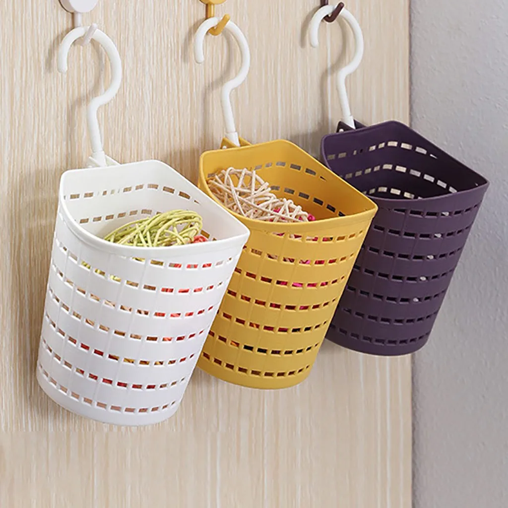 

Kitchen Storage Basket Rotatable Single Hook Hollow Multicolor Plastic Storage Basket Kitchen Organizer Paniers