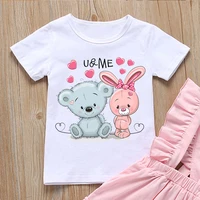 t shirts for boysgirls cute bear and rabbit cartoon print kids clothes summer vogue t shirt hiphop girls t shirt tops wholesale