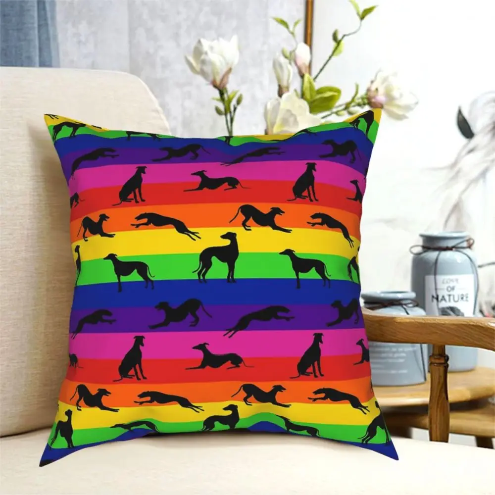 Greyhound Silhouettes Square Pillow Case Polyester Cushions for Sofa Whippet Sighthound Dog Awesome Pillowcase | Дом и сад