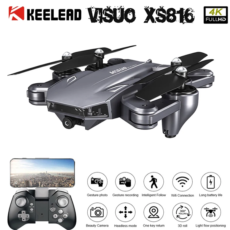 Профессиональный Дрон KEELEAD VISUO XS816 4K 720P двойная камера Wi Fi FPV|Квадрокоптеры с