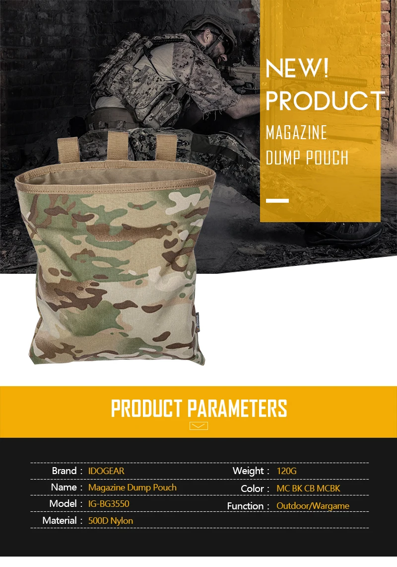 IDOGEAR MOLLE Magazine Dump Pouch Тактический Магнитный Drop Pouch Recycling Bag сумка для хранения 3550