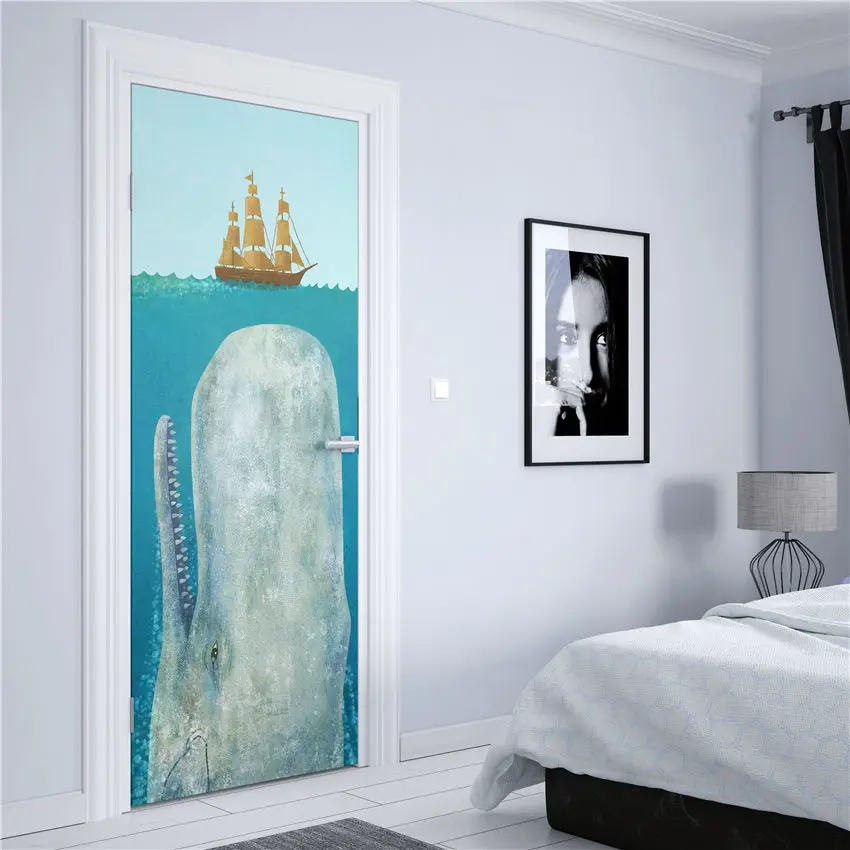 

Corridor PVC Door Sticker Animal Nordic DIY Abstract Living Room Art Door Sticker Poster Self-adhesive Mural Sticker Stickers