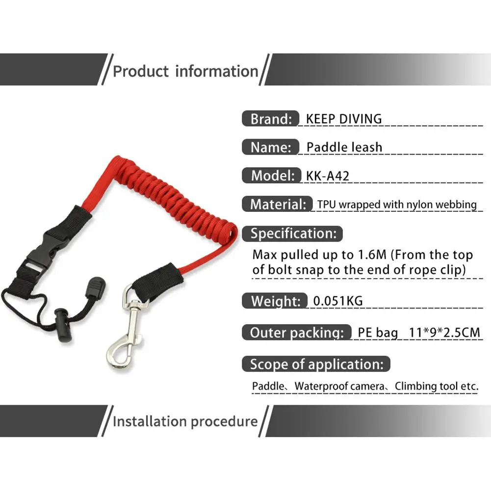 

Rowing Boat Elastic Paddle Leash Kayak Accessories Kayak Canoe Safety Fishing Rod Surfboard Surfing Coiled Lanyard Cord Tie Rope