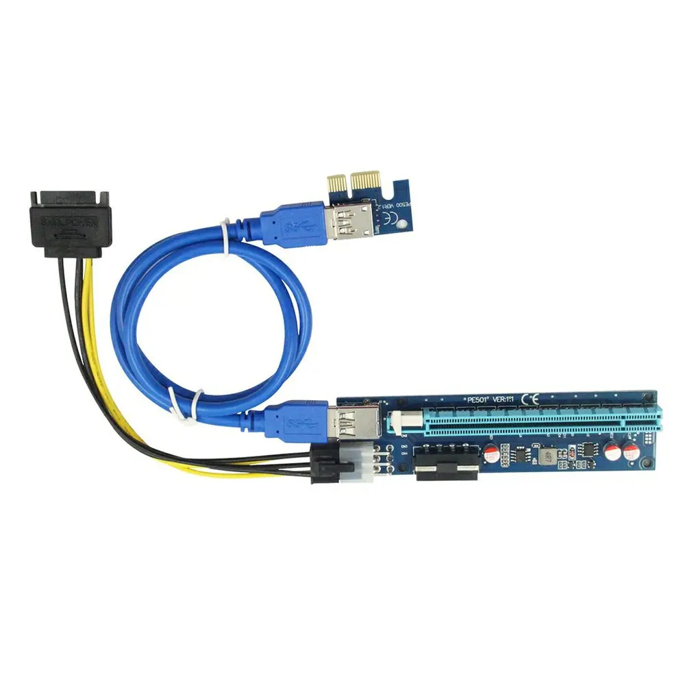

U40 009S 4PIN + 6PIN PCIE 1X To 16X Video Card Extension Cable Motherboard With Usb Cable For Xp / Win 7 / 8 / 10