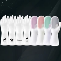 12pcs dish washing gloves magic silicone dishes cleaning gloves with cleaning brush kitchen wash housekeeping scrubbing gloves