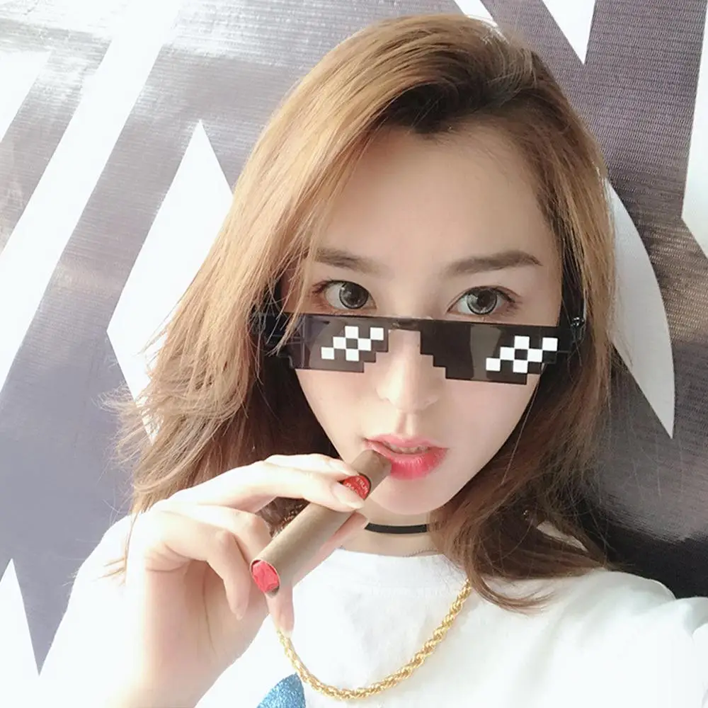 

8-битные солнцезащитные очки Thug Life, пиксельные мужские и женские очки для вечеринки, мозаичные UV400, винтажные очки унисекс, очки для вождения ...