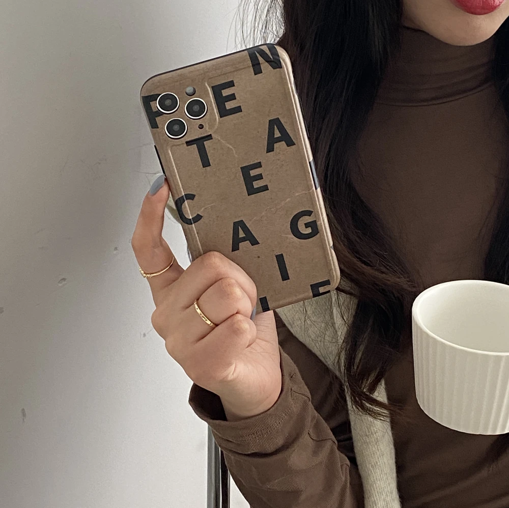 

Vintage Letters Phone Cases for iphone 12 Pro Max 11 Pro Max X XS XR XS MAX 7 8 Plus 12mini Case ins Popular Soft IMD Cover