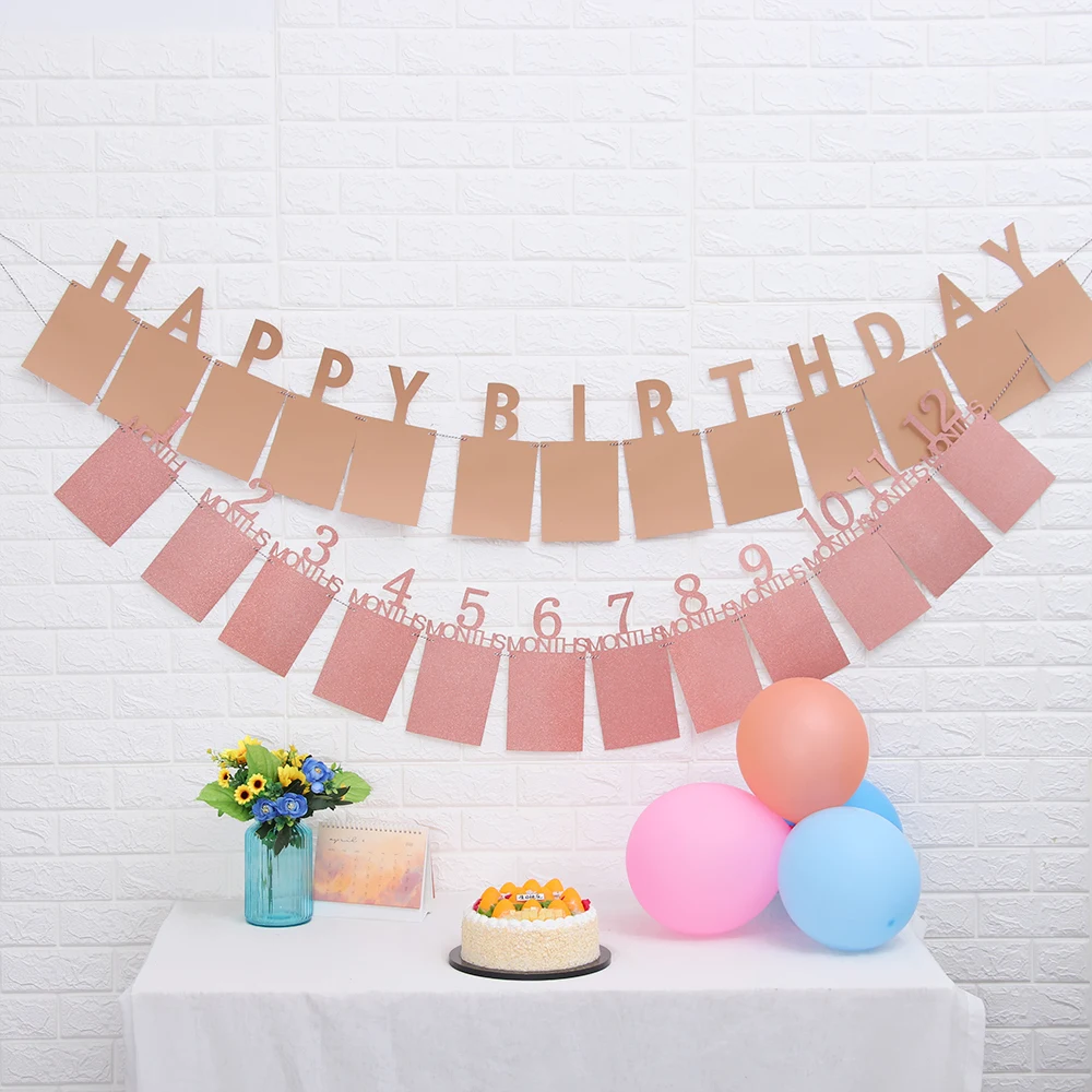 12 месяцев фоторамка баннер первые декорации с днем рождения первый ребенок