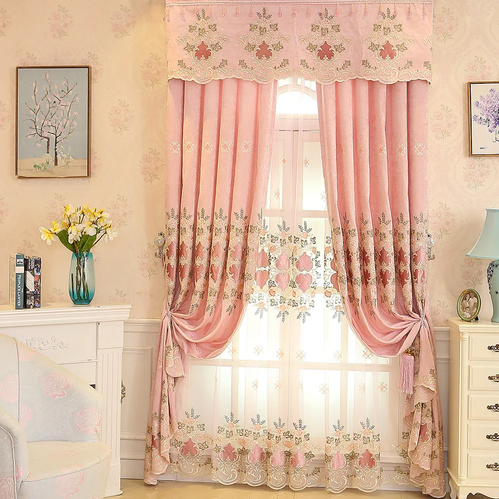 

Simple curtain Chenille European embroidery suitable for living room dining room bedroom living room atmospheric curtain yarn