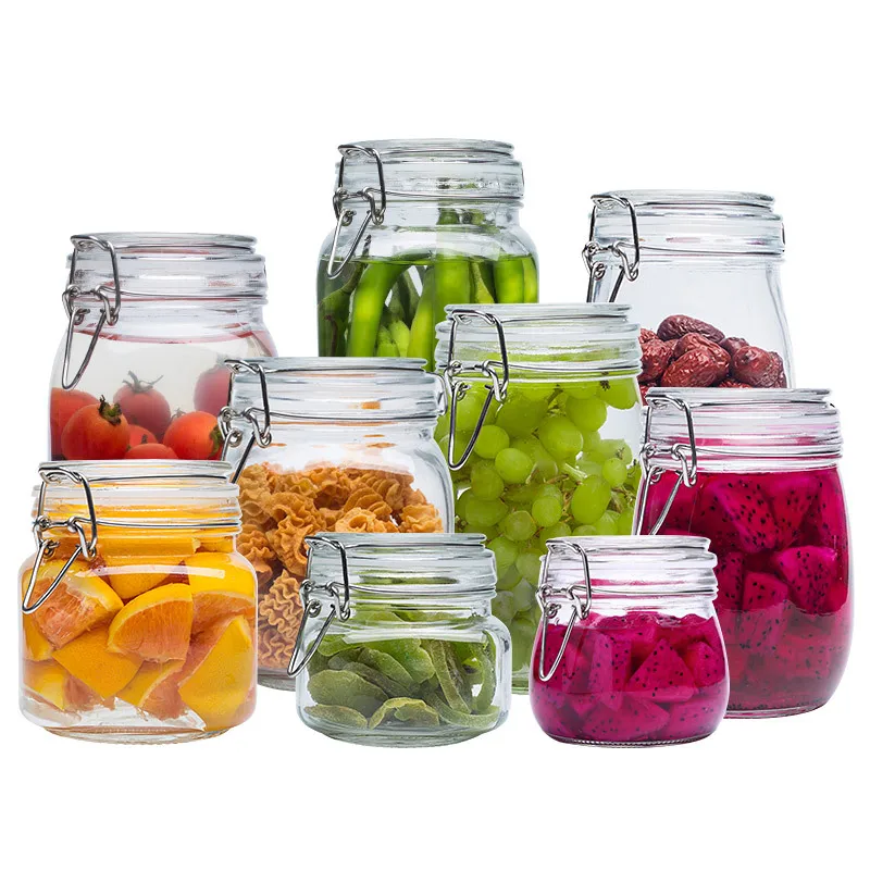 500ml-2000 мл, прозрачный стеклянный герметичный резервуар для кухни, разное зерно, фрукты, варенья, чайник для хранения листьев