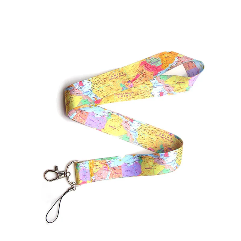 CA175 карта мира Ремешок шейный ремешок для ключа ID карты мобильного телефона ремни