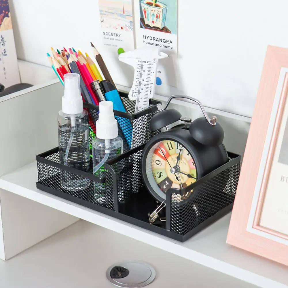 

Home Storage Box Office School Mesh Pen Holder Desk Organizer Office Supplies Desk Pencil Holders Sticky Notes Holder