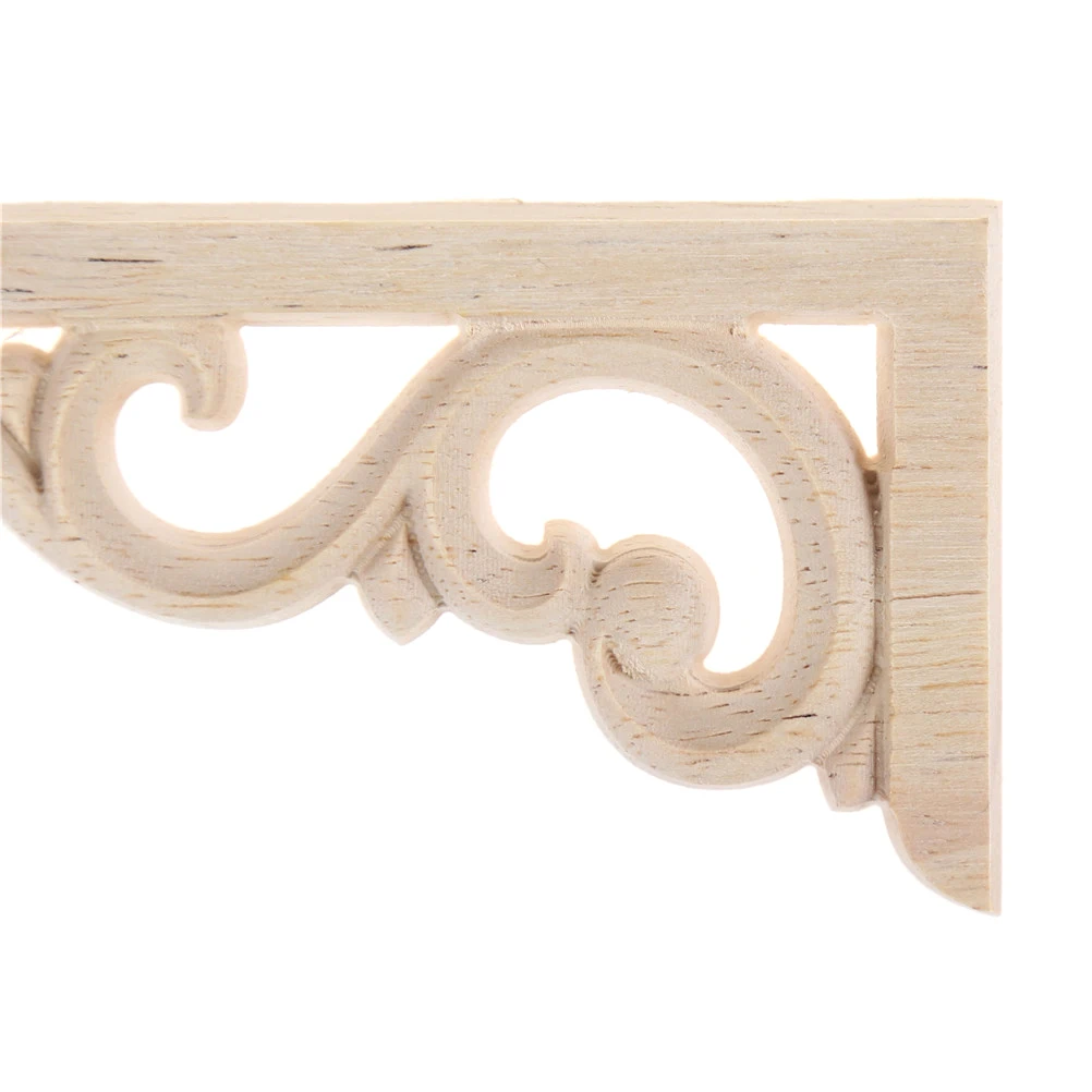 2 шт. Винтаж Неокрашенная древесина Резные углу накладка аппликация рама для