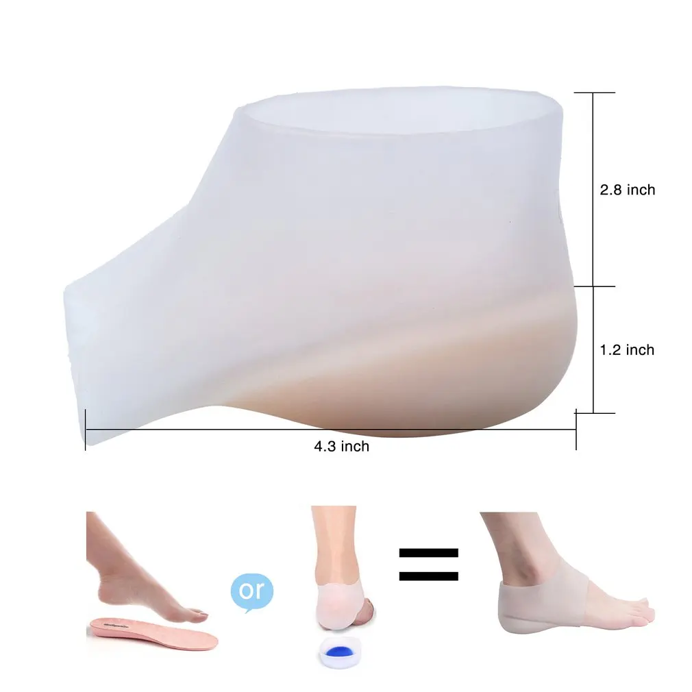 

Foot Heel Protector Increase Silicone Half Insole Insert Invisible Heightening Pad Anti-crack Unisex Feet Care