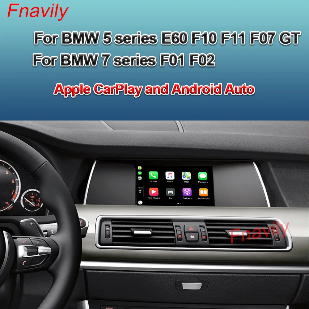 Fnavily OEM Модернизированный беспроводной CarPlay для BMW 5 7 серии F10 F11 F07 GT F01 F02 E60 Apple и Android