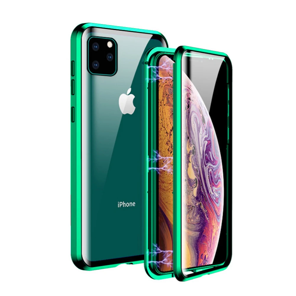Магнитное закаленное стекло чехол для samsung S10 5G поддержка беспроводной зарядки Capa для iPhone 11 Pro Max двусторонний чехол