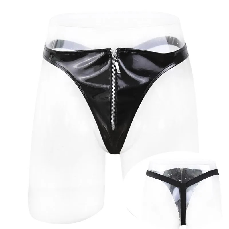 Мужское нижнее белье сексуальные трусики с открытой промежностью кожаные Фетиш