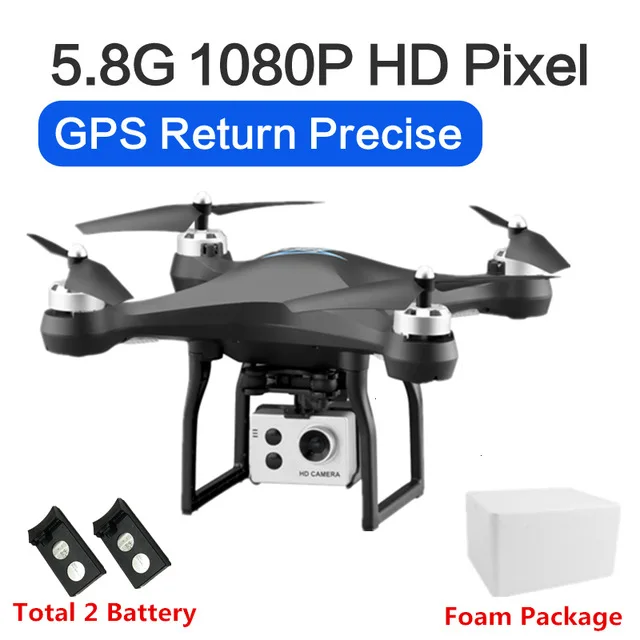Black 1080p 2battery Все новые S2 Дрон gps Квадрокоптер с камерой Hd 5G пульт дистанционного управления Вертолет Wifi складной мини селфи Дрон селфи Квадрокоптер - Цвет: Black 1080p 2battery