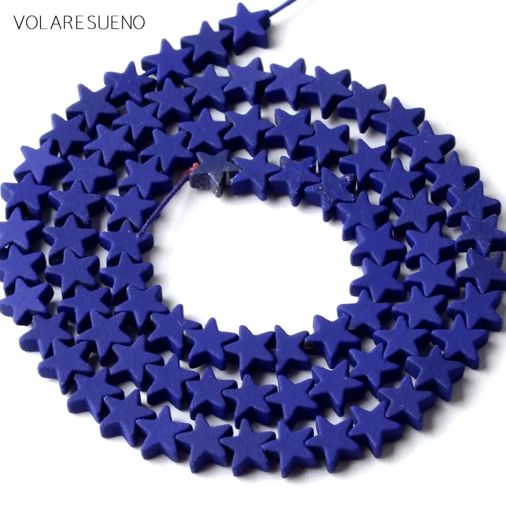 Натуральный темно-синий гематит 6 мм резиновые бусины с пятью звездами для