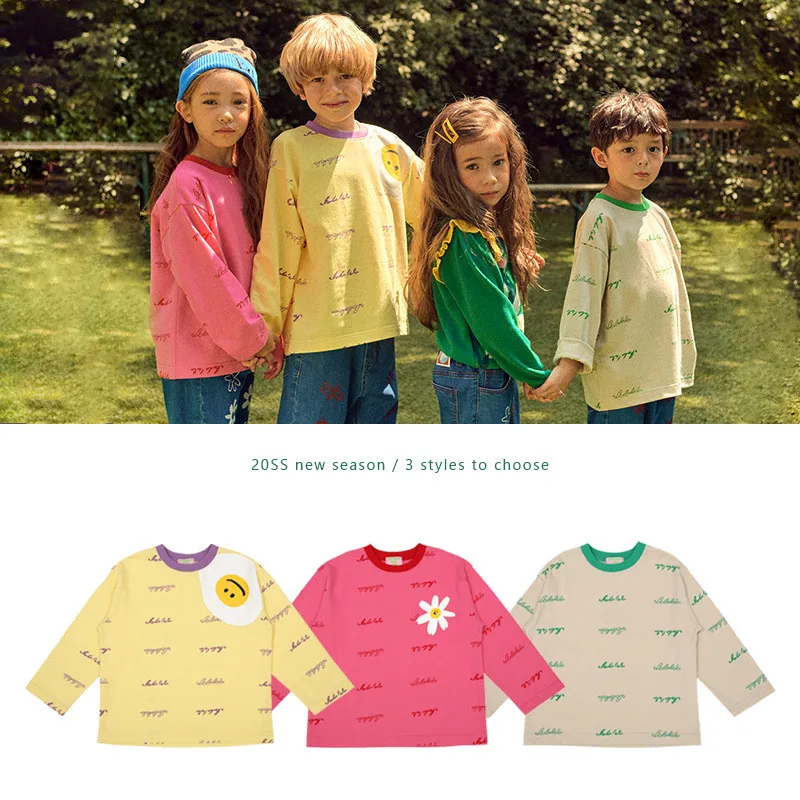 

EnkeliBB Toddler Unsiex Cotton T Shirt Long Sleeve Cartoon Pattern Top Child Korean Style T Shirts Boys Girls Autumn Clothes
