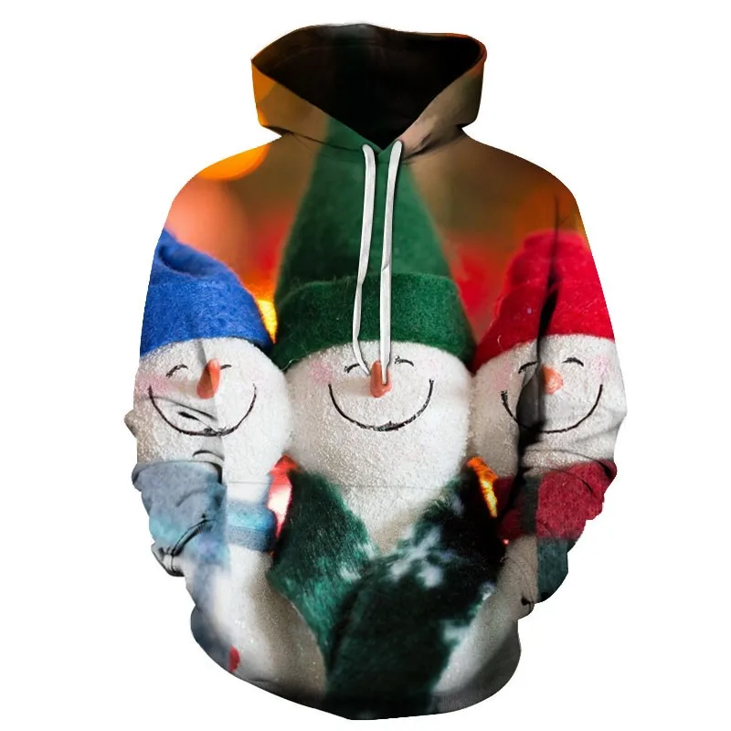 Мужские повседневные толстовки осенняя Рождественская 3D печать верхняя одежда с