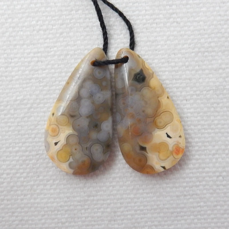 1 пара натуральных камней в форме капель океана Джаспер спереди просверленные