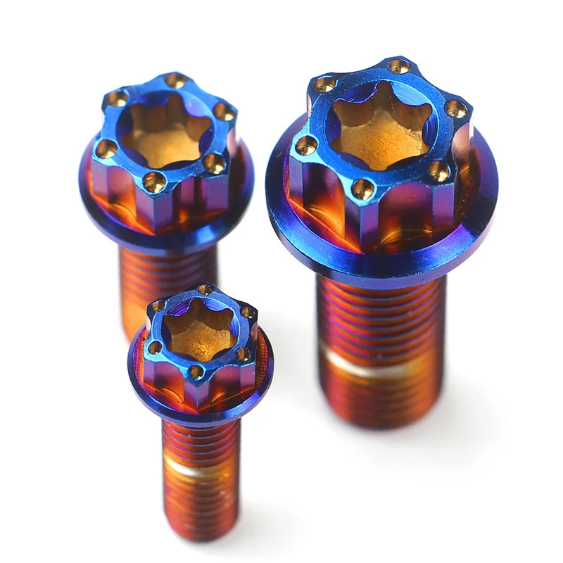 

Titanium Alloy Screw Burning Titanium Anti-theft M6 / M8 / M10 Brake Pump Big to Four Crab Calipers to Tighten the Plum Blossom