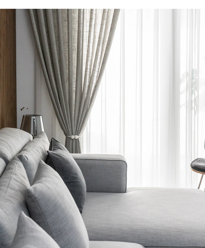 moderno cortina de linho para sala de estar quarto cor pura algodão linho cortinas tule tecidos personalizado gaze ramie fio