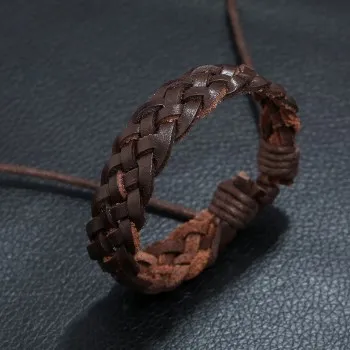 

Cross-border new jewelry manufacturers direct sales of retro leather bracelets simple woven leather bracelet B01789