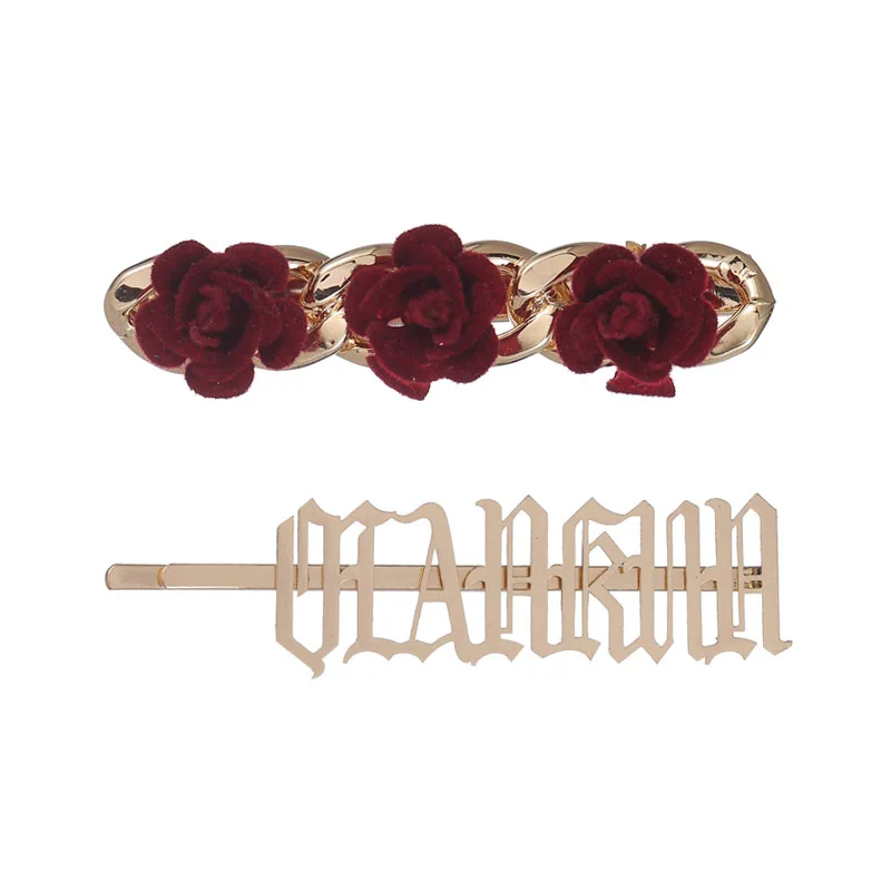 Заколка для волос женская золотистая с буквами металлическая заколка аксессуар