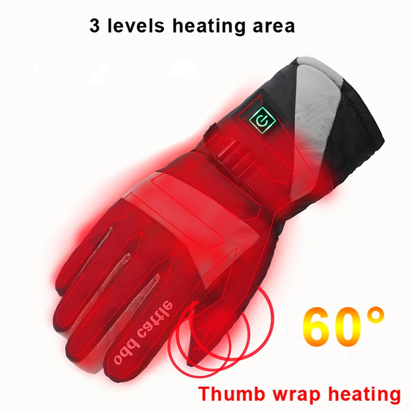 Зимние теплые электрические перчатки для рук 7 4 В с перезаряжаемым аккумулятором