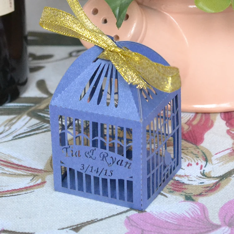 navy blue pearl Птичья клетка лазерная резка Свадьба День Рождения Вечеринка возврат подарочная коробка - Цвет: navy blue pearl
